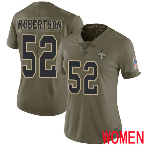 New Orleans Saints Limited Olive Women Craig Robertson Jersey NFL Football #52 2017 Salute to Service Jersey